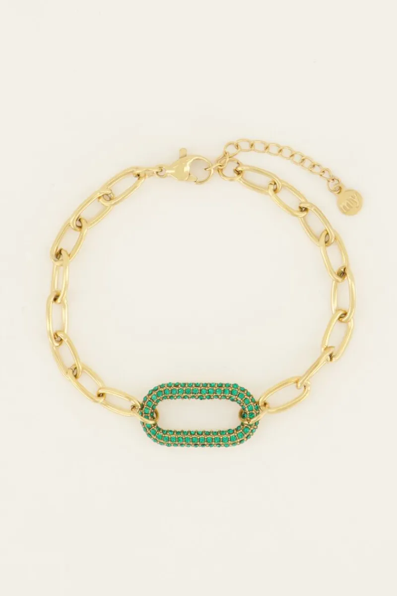 My Jewellery Bracelet Maille à Pendentif En Strass Vert Sale