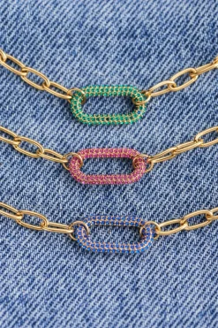My Jewellery Bracelet Maille à Pendentif En Strass Vert Sale