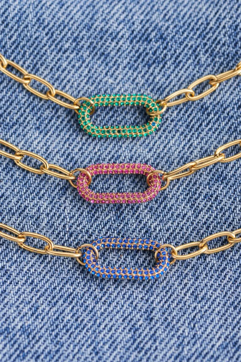 My Jewellery Bracelet Maille à Pendentif En Strass Vert Sale