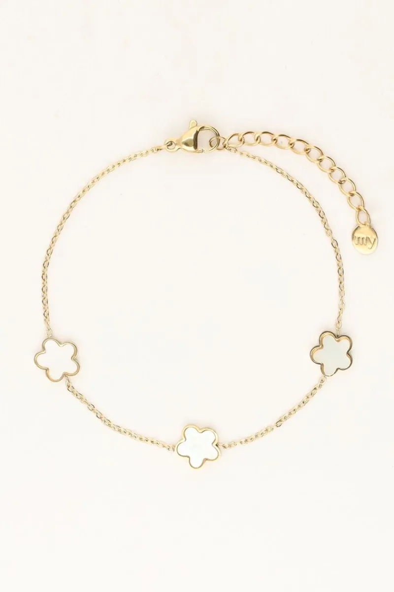 My Jewellery Bracelet Minimaliste Avec Trois Fleurs En Nacre Discount