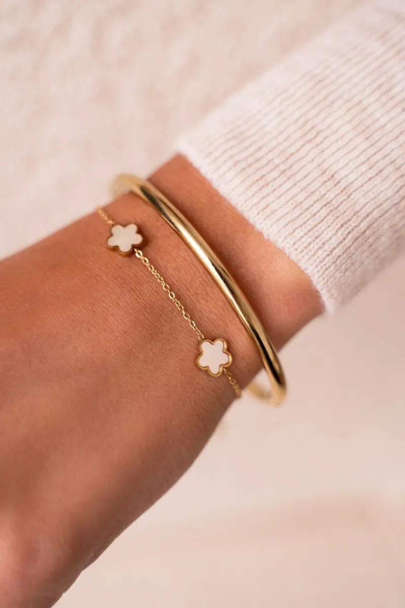 My Jewellery Bracelet Minimaliste Avec Trois Fleurs En Nacre Discount