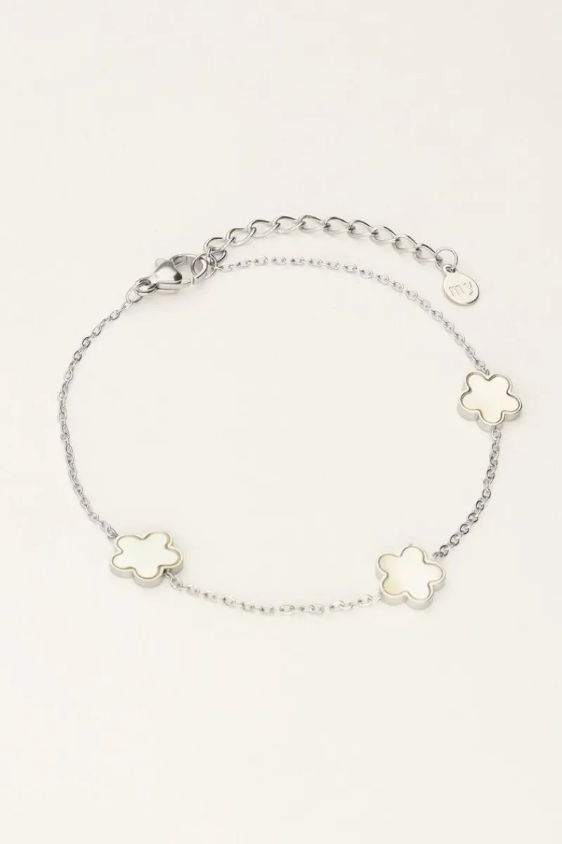 My Jewellery Bracelet Minimaliste Avec Trois Fleurs En Nacre Discount