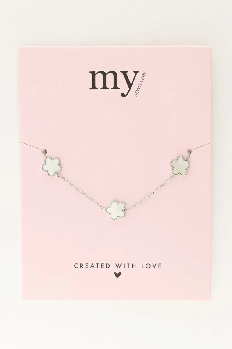My Jewellery Bracelet Minimaliste Avec Trois Fleurs En Nacre Discount