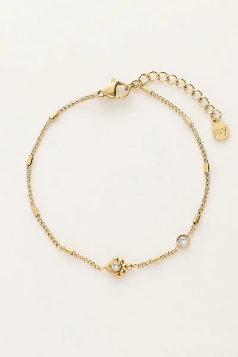 My Jewellery Bracelet Minimaliste Avec Tubes Et Strass Clearance
