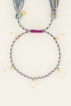 My Jewellery Bracelet Souvenir Tressé Bleu Avec Perles Hot
