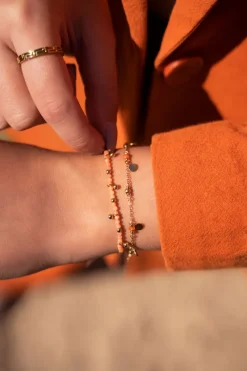 My Jewellery Bracelet Vintage Avec Perles Et Billes Oranges Online