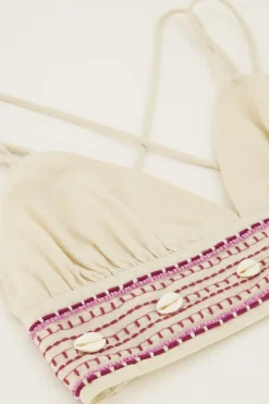 My Jewellery Bralette En Lin Beige Avec Coquillages Hot