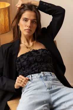 My Jewellery Bustier Avec Roses Noir Clearance