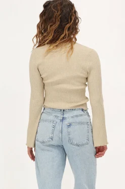 My Jewellery Cardigan Beige Avec Lurex Et Noeuds Doré/Beige Sale