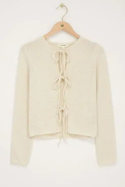 My Jewellery Cardigan Beige Avec Nœuds Blanc/Crème/Beige New