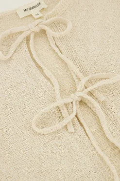 My Jewellery Cardigan Beige Avec Nœuds Blanc/Crème/Beige New