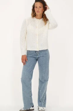My Jewellery Cardigan En Maille épaisse Avec Boutons Blanc Discount