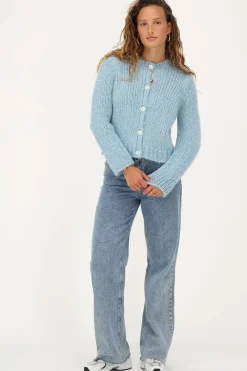My Jewellery Cardigan En Maille épaisse Avec Boutons Bleu clair Sale