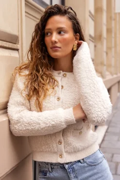 My Jewellery Cardigan Crème Avec Boutons Best