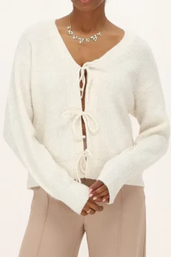 My Jewellery Cardigan Crème Avec Nœuds Blanc/Crème/Beige Fashion