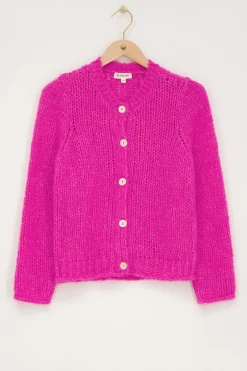 My Jewellery Cardigan En Maille épaisse Avec Boutons Rose Discount