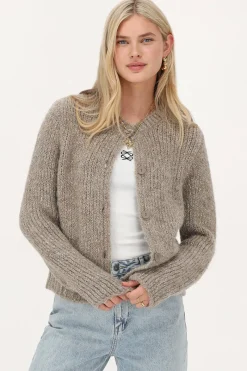 My Jewellery Cardigan En Maille épaisse Avec Lurex Beige New
