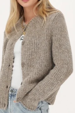 My Jewellery Cardigan En Maille épaisse Avec Lurex Beige New