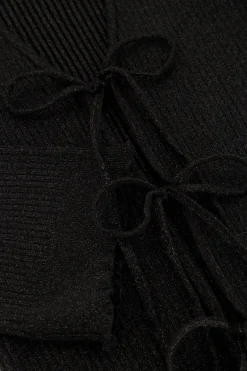 My Jewellery Cardigan Noir Avec Lurex Et Nœuds Argenté/Noir Outlet