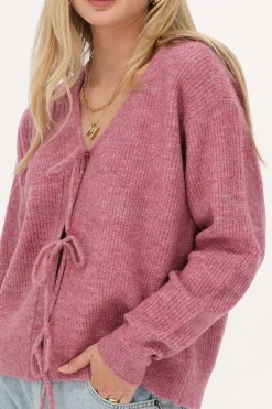My Jewellery Cardigan Rose Avec Nœuds Rose/Vieux rose Best