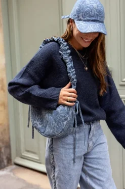 My Jewellery Casquette En Denim Bleu Avec Des Roses New