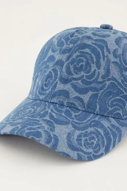 My Jewellery Casquette En Denim Bleu Avec Des Roses New