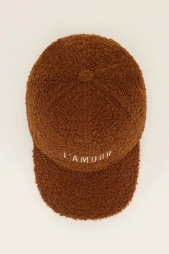 My Jewellery Casquette Marron En Tissu Peluche L'amour New