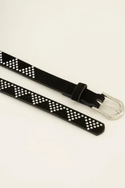 My Jewellery Ceinture Noire à Clous Argentés Motifs Triangles Clearance