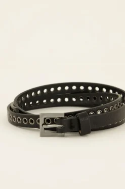 My Jewellery Ceinture Noire à Clous Et Petite Boucle Argentée Clearance