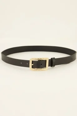 My Jewellery Ceinture Noire En Cuir à Boucle Dorée Doré/Noir Hot