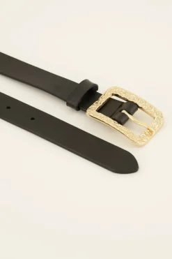 My Jewellery Ceinture Noire En Cuir à Boucle Dorée Doré/Noir Hot