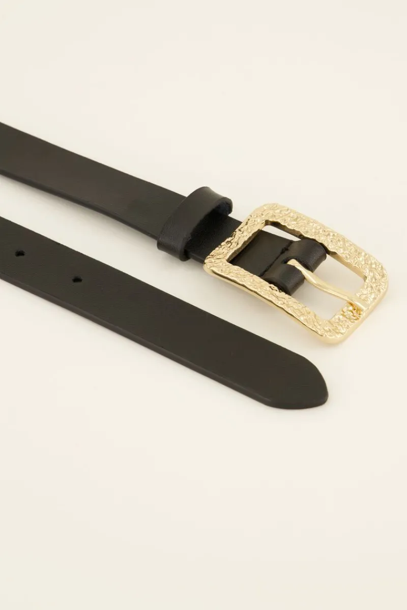 My Jewellery Ceinture Noire En Cuir à Boucle Dorée Doré/Noir Hot