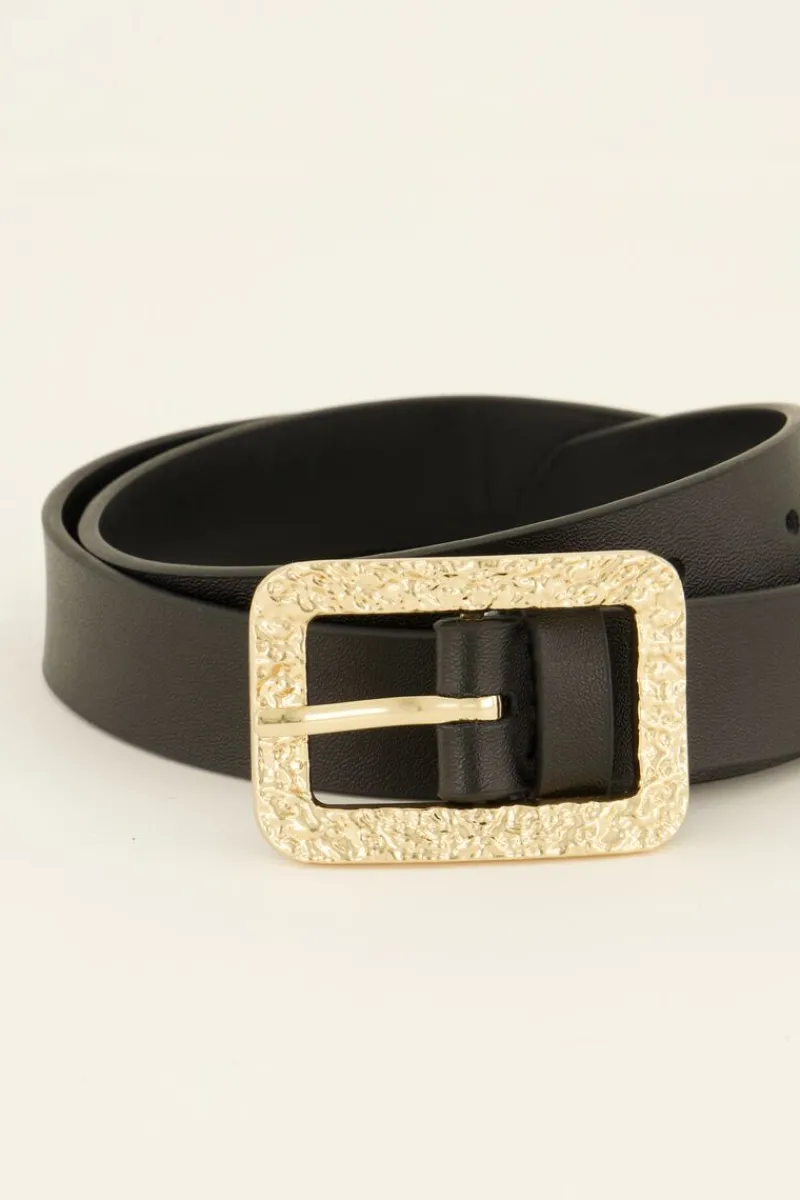 My Jewellery Ceinture Noire En Cuir à Boucle Dorée Doré/Noir Hot