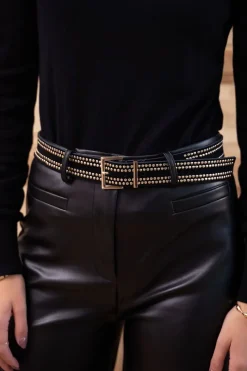 My Jewellery Ceinture Noire En Cuir Avec Clous Dorés Online