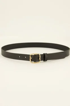 My Jewellery Ceinture Noire Fine En Cuir à Boucle Carrée Dorée Doré/Noir Best