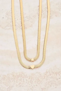 My Jewellery Chaîne à Maillon Plat Et Cœur Sale