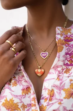 My Jewellery Chaîne à Maillons Art Avec Cœur Vintage Fuchsia Sale