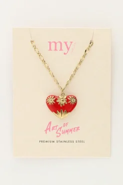 My Jewellery Chaîne à Maillons Art Avec Cœur Rouge Vintage Hot