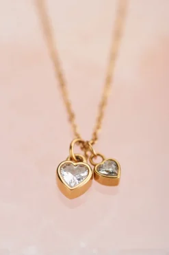 My Jewellery Chaîne Avec Deux Cœurs En Strass New