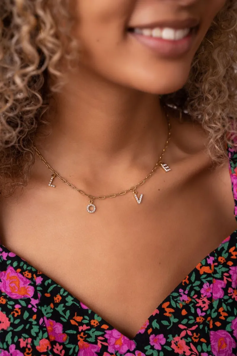 My Jewellery Chaîne Avec Lettres Love Et Strass Best