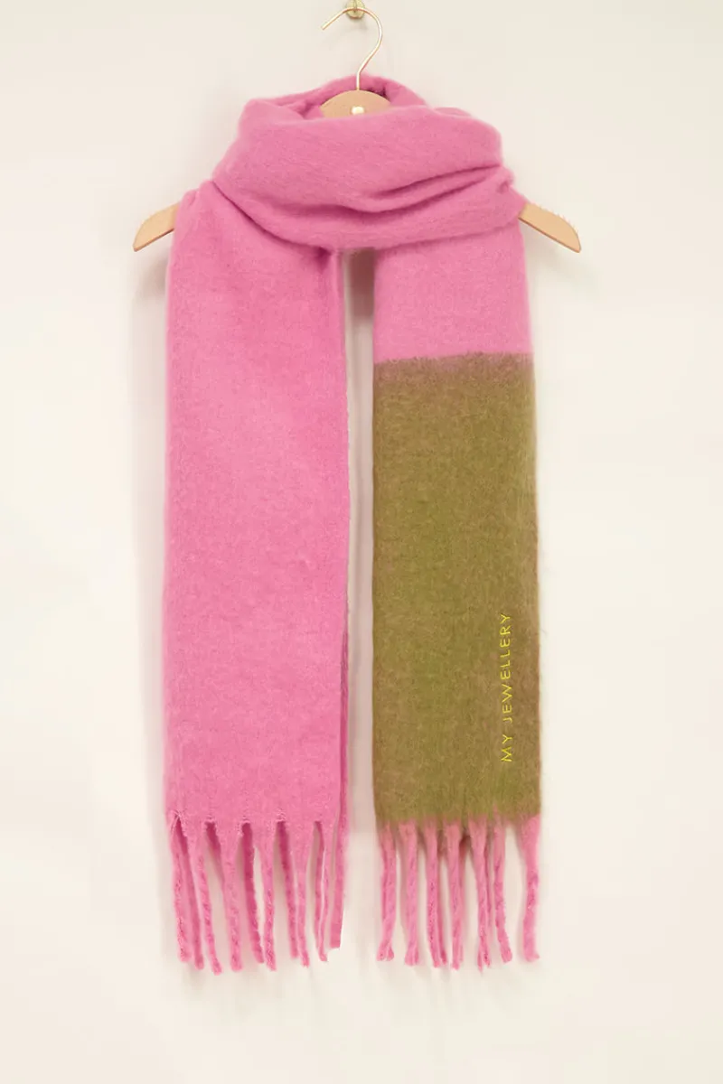My Jewellery Écharpe Bicolore Rose & Verte Rose/Vert Clearance