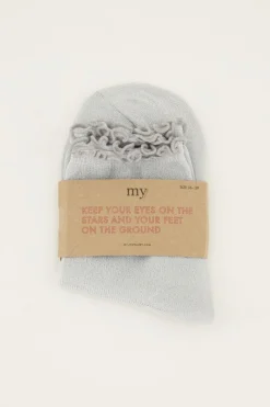 My Jewellery Chaussettes es Avec Lurex Et Volants Argenté New