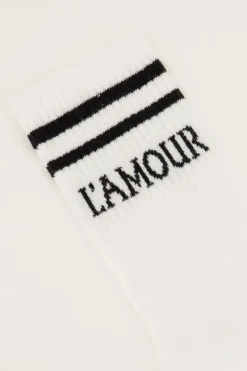 My Jewellery Chaussettes Blanches Sport Avec L'amour Noir Blanc/Noir New
