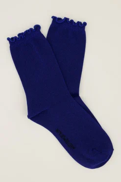 My Jewellery Chaussettes Bleues Foncées Avec Lurex Et Volants Bleu foncé Hot