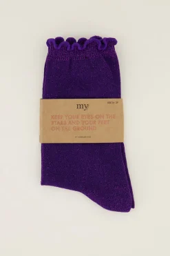 My Jewellery Chaussettes tes Avec Lurex Et Volants Violet New