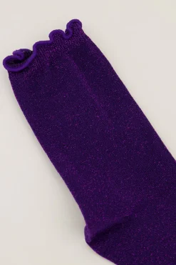 My Jewellery Chaussettes tes Avec Lurex Et Volants Violet New