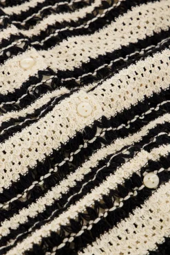 My Jewellery Chemise Beige Et Noire En Crochet à Manches évasées Noir et blanc/Noir/Beige Online