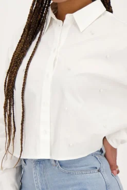 My Jewellery Chemise Blanche Courte Avec Perles Sale