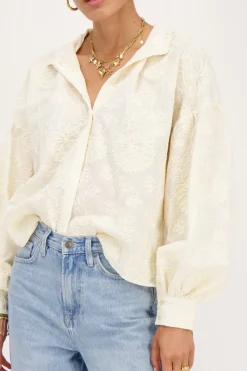 My Jewellery Chemise Crème Avec Broderie Florale Fashion