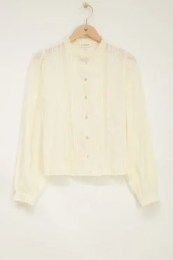 My Jewellery Chemise Jacquard Blanche Avec Fronces Fashion